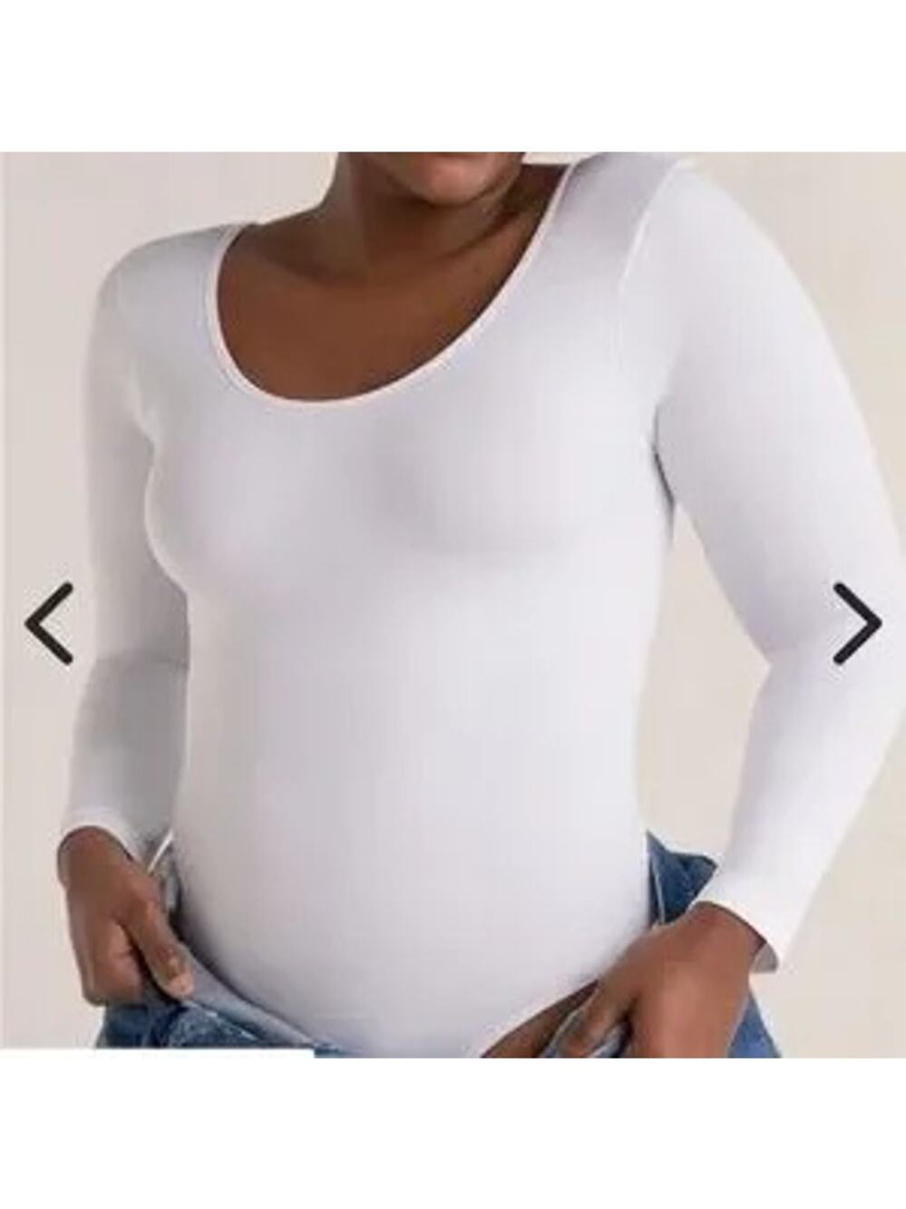 SHAPERMINT Essentials NIP $65 Long Sleeve Bodysuit Snap Closure White Size S